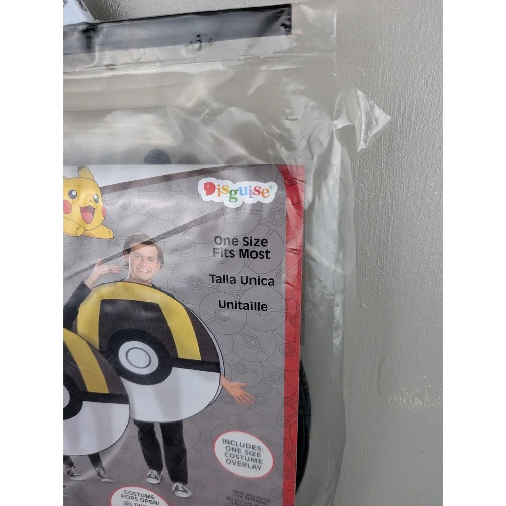 Pokemon Ultra Ball Pop Open Costume Overlay Disguise One Size Yellow Black White